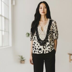 LEYENDECKER Silk Print Top Size 4
